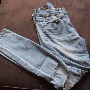 J crew toothpick ripped knees jeans
